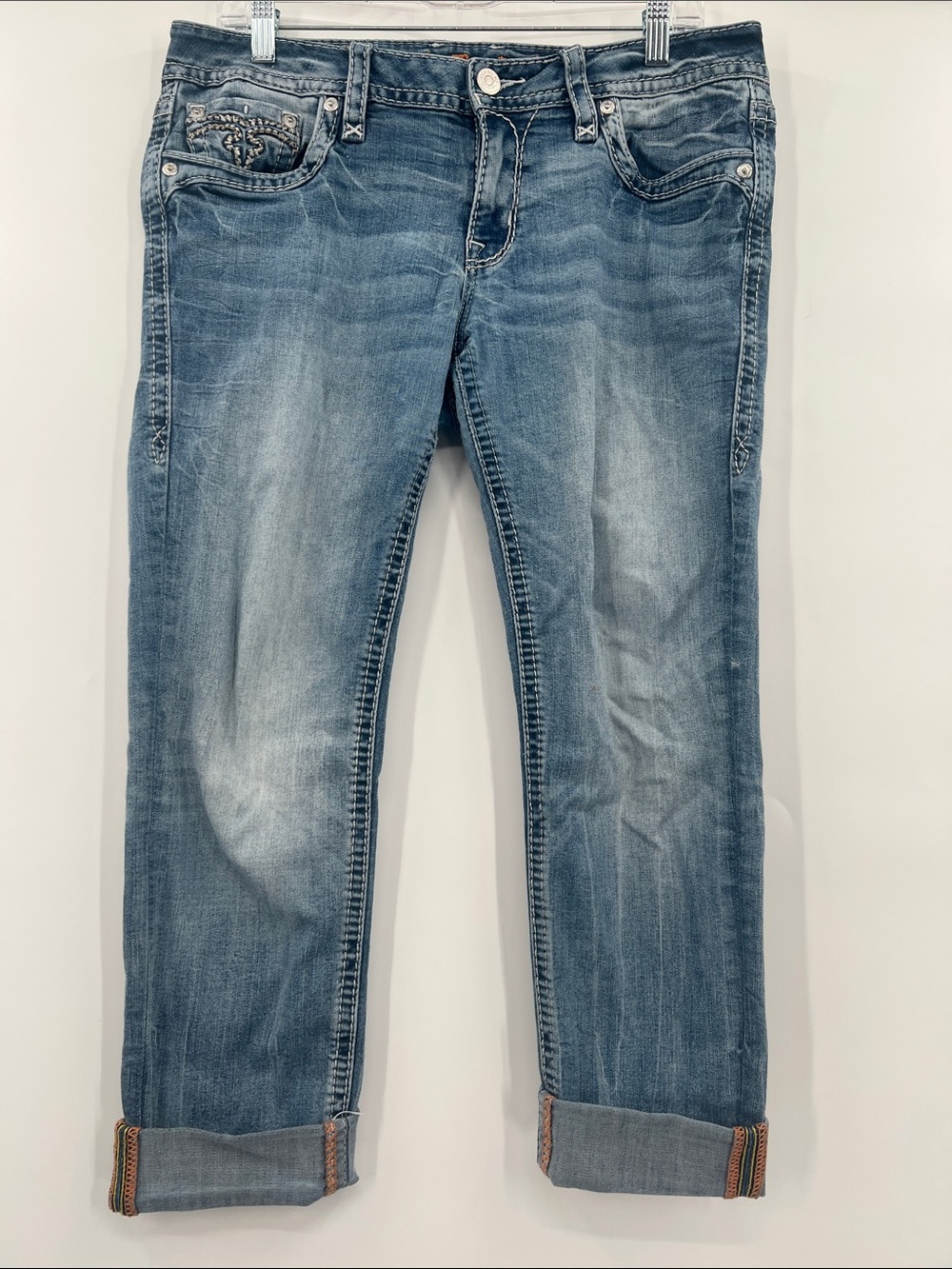 Size 31  Rock Revival Women's Alaina Skinny  Jeans in Light Blue Wash